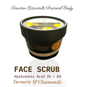 Creation Essentials Glow Exfoliation Facial Polish with 2% Hyaluronic Acid Turmeric & Chamomile Extract Radiant Skincare Clay Exfoliant for Moisture and Smoother Skin