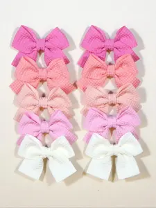 10-Piece Cute Bow Barrettes Hair Clips Set, Handmade Baby Girl Hair Accessories, Adorable Ribbon Butterfly Knots for Kids