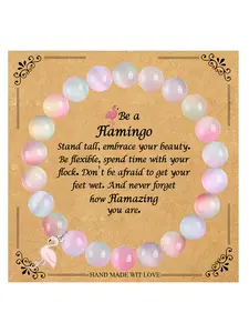 Flamingo Style Charm Beaded Bracelet for Women, Perfect Teacher Appreciation & Christmas Gift, Durable Elastic Design for All Occasions