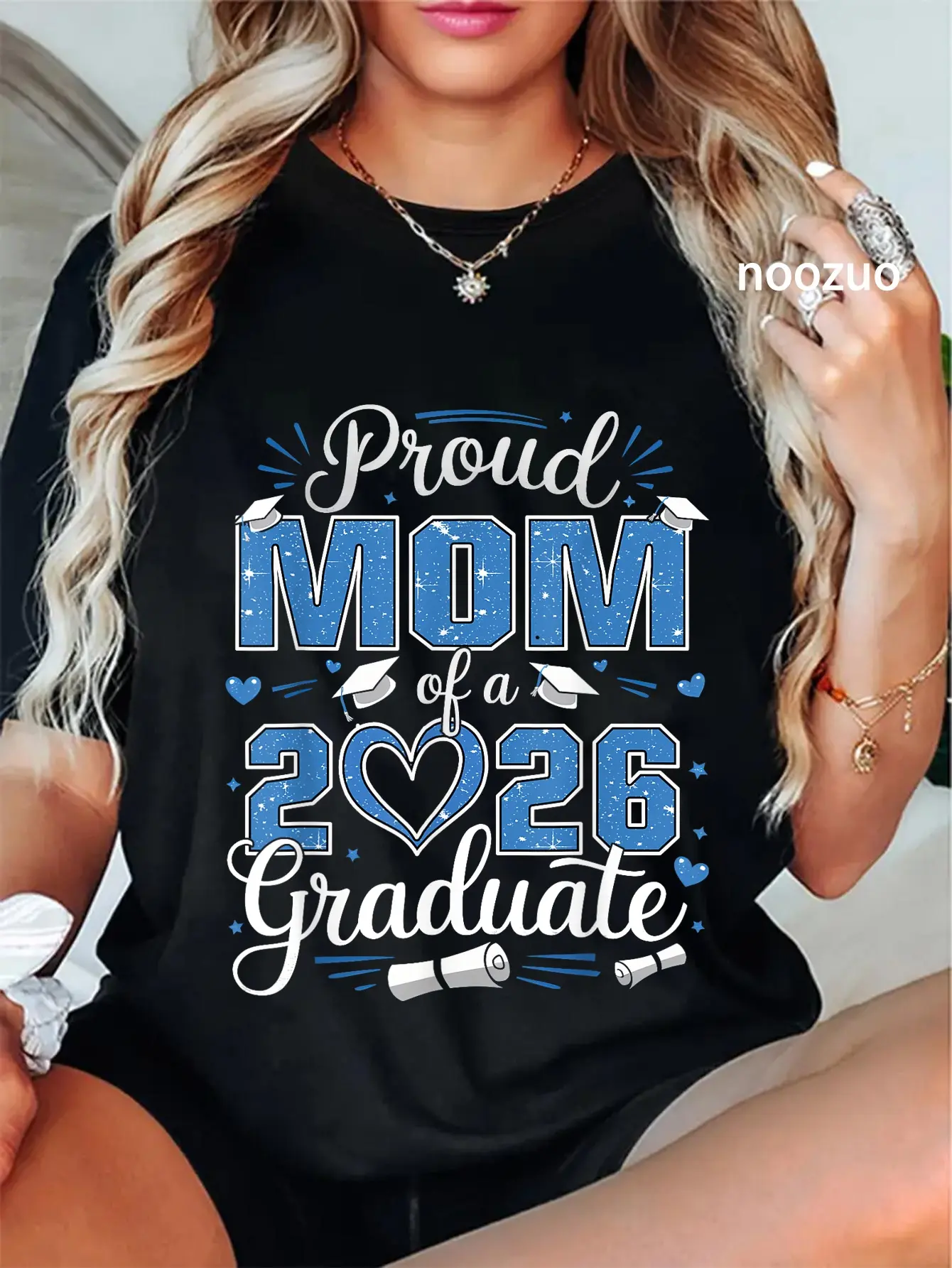 100% Cotton Proud Mom Of A Class Of 2026 Graduate 2026 Senior Mom 2026 T-Shirt