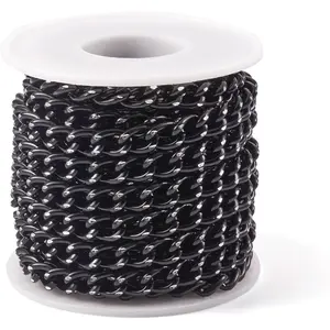 16.4ft  Curb Chains Black  Making Chains 7mm Wide Metal Craft Chain Link Spool Unwelded Oval  Twisted Links Curb Chains for Necklace Bracelet Making Clothes DIY Findings