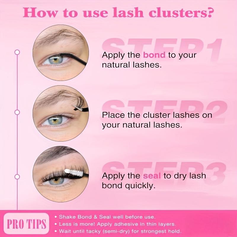 DIY Volume Lash Extension Kit  Clusters 40D+50D D Curvature Individual Lashes 280 pcs Thick & Thin Band Cluster Lashes with Bond Seal Tweezers for Adults