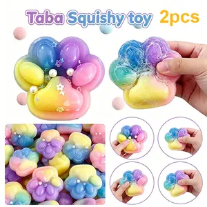 2PCS Stress Relief Toys Taba Cat Paw, Squishy Toy Paw, Cute Sensory Toys,Party Favors, Handmade Soft Silicone Sticky Toys, Bouncy Stress and Relaxation Toy, Stretchable Springy Cat Paw, Gifts for 3-10 Year Old Girl