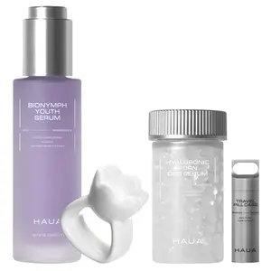 [HAUA Official Store] HAUA Korean Celebrity Glow Secret Bundle - Bionymph Youth Serum, Ring Gua Sha, Hyaluronic PDRN Orb Serum, , Travel Pill Case