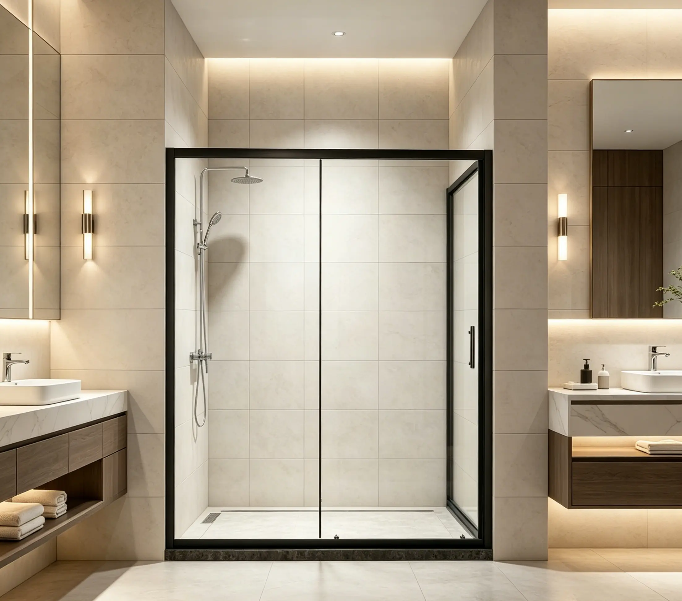 Single Sliding Frameless Shower Door for Bathroom Renovation, 0.2in Thick Clear Tempered Glass Panel, Durable Stainless Steel Pull Handle