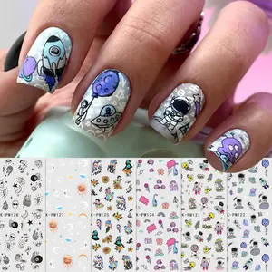 6pcs Cute Cartoon Nail Stickers Set, Self-Adhesive Japanese Style Design, Easy DIY Manicure Decorations, Perfect for Women & Festive Gifts