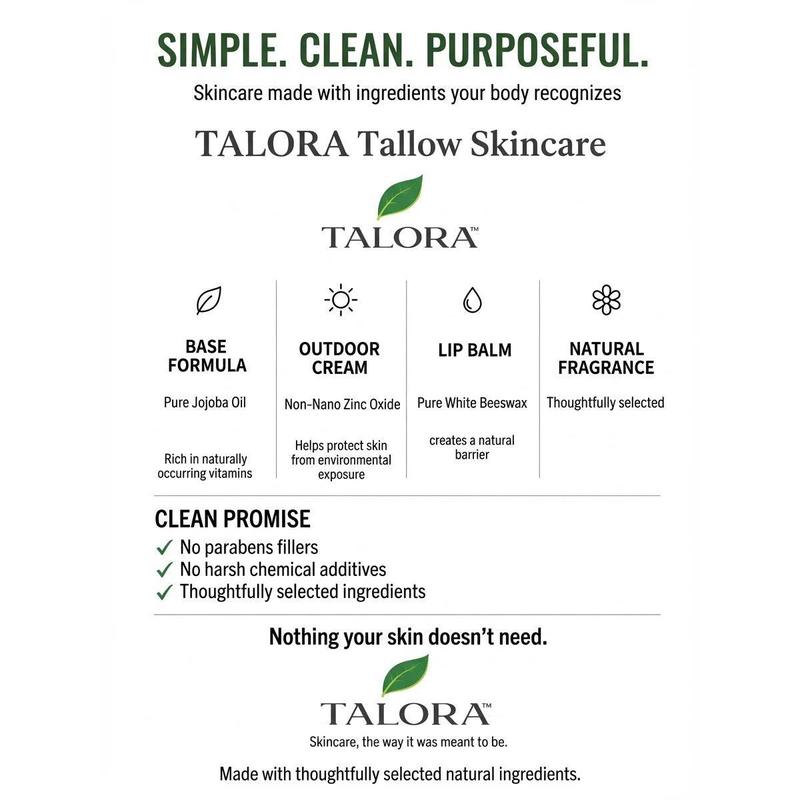 TALORA Tallow Lip Balm: Unscented (0.5oz)