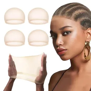 AFRIBYE Single-Pack Stretchy Nylon Lace Wig Cap for Women, Beige Wide Elastic Stocking Cap with Breathable Fit for Wigs & Synthetic Hair Extensions, Ideal for Daily Wear (Note: Do Not Purchase Separately)