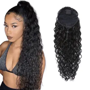 Water wave human hair ponytail 22 Inches