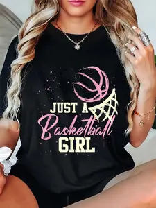 100% Cotton Basketball Player Women Just A Basketball Girl Basketball T-Shirt