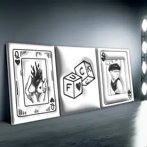 3pcs/Set Wooden Framed, HypeBeast Poster Set, Trendy 3D Nordic Wall Art Canvas Painting, Modern Art Poster Print Wall Pictures, For Bathroom, Bedroom, Office, Living Room, Home Decor Ideas