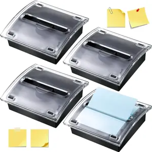 4 Pcs Pop up Sticky Notes Dispenser Holder Black Base Clear Top Fits 3 x 3 Inches Pad Acrylic Memo Organizer for Reminder School Office Home Store