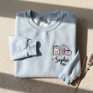 [MADE IN US] Personalized RDH Embroidered Sweatshirt: Registered Dental Hygienist Gift