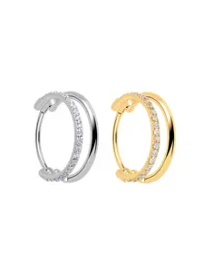 Single Row Micro Gem Implant Grade Titanium Hinged Double Hoop Nose Ring