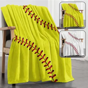 Baseball Pattern Blanket, 1 Count Soft Warm Throw Blanket, Soft Cozy Blanket, Air-conditioned Room Blanket, Warm Nap Blanket for Home Office Travel Camping