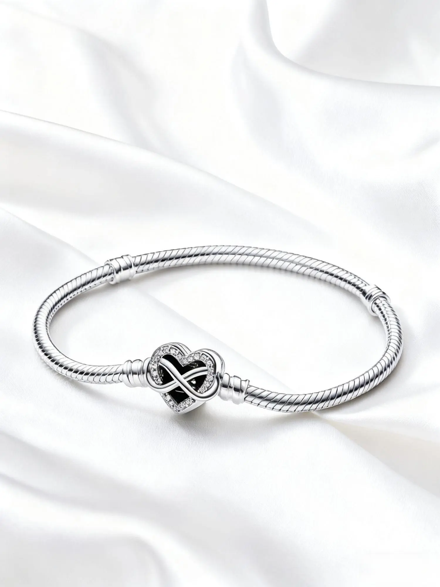 Dainty Silvery Charm Snake Bone Infinity Heart Bracelets for Women DIY Lightweight Jewelry Trendy Women's Daily Wear Accessories