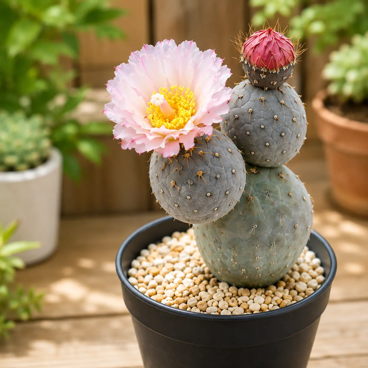 Tephrocactus geometricus Starter Plant - Low-Maintenance Indoor Geometric Orb Cactus for Home Collectibles, Modern Minimalism & Minimalist Plant Collections, Stacked Spheres, Sculptural Modern Aesthetic