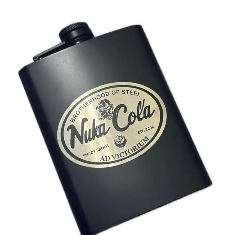 ️ Nuka Cola + Brotherhood of Steel Flask – 8oz Laser Engraved Bottle Drinkware