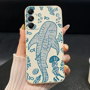 Vintage Whale Shark Pattern Case suitable for SamsungGalaxy A14 A13 A12 A11 A10 A07 A06 A05 A05s A04 A04s A04e A03 A03s A02 A02s 4G 5G  Silicone Anti-Drop Ultra Mobile Phone Thin Back Cover Giving gifts to family and friends