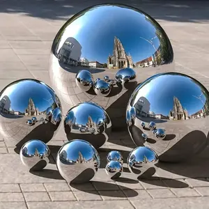 Stainless Steel Reflective Ball, 6 Counts/set Mirror Ball, Outdoor Decoration Ball, Garden Decoration, Home Decor, Party Supplies, Garden Accessories, Garden Sculptures Statues
