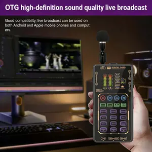 X55 Pro Live Stream Sound Card Set with 6 Voice Changes 6 Singing Modes & 14 Sound Effects for Enhanced Audio Quality and Live Broadcast mic