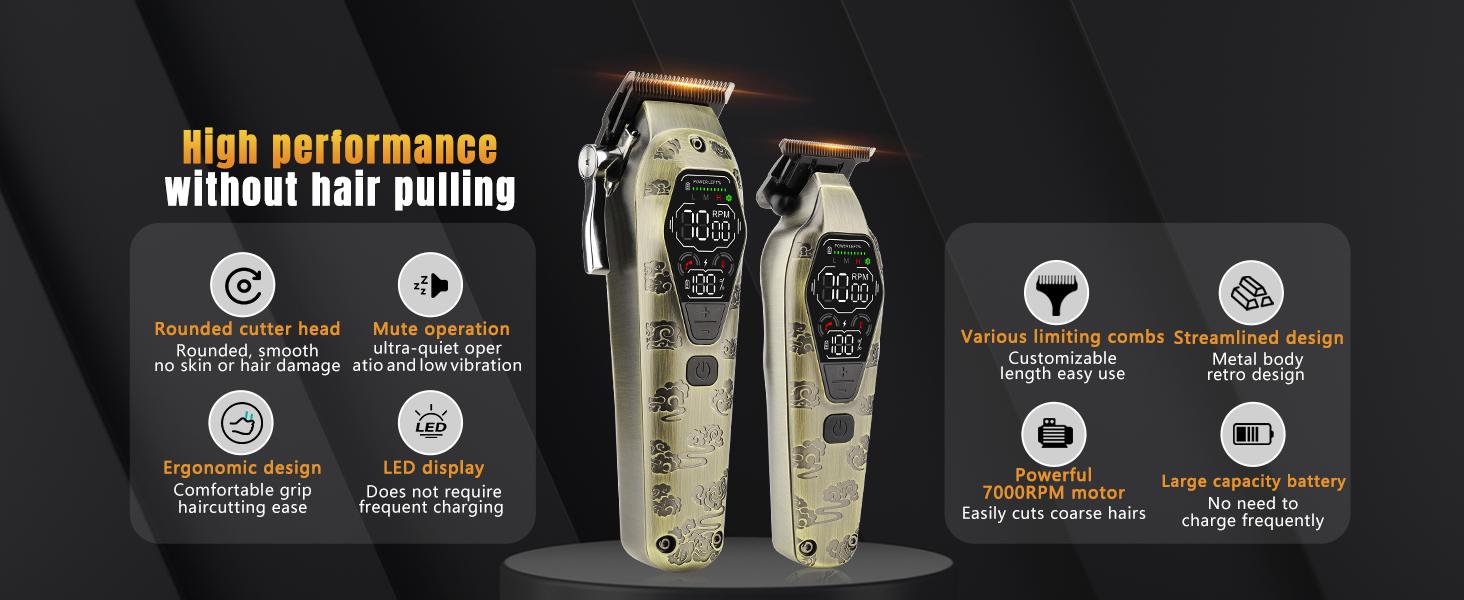 Hair Clippers for Men Professional, T-Blade Hair Trimmer for Men, Electric Shaver Razor, Beard Trimmer, 3 in 1 Cordless Barber Clippers and Trimmers Set, Haircutting Kit LCD Display (Bronze) Hair Clippers for Men Professional, T-Blade Hair Trimmer for Men, Electric Shaver Razor, Beard Trimmer, 3 in 1 Cordless Barber Clippers and Trimmers Set, Haircutting Kit LCD Display (Bronze)