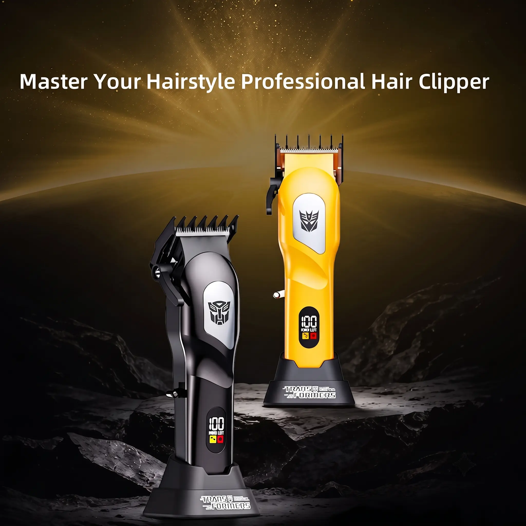 Professional Men's Cordless Hair Clipper with LED Display, Charging Dock for At-Home Haircuts