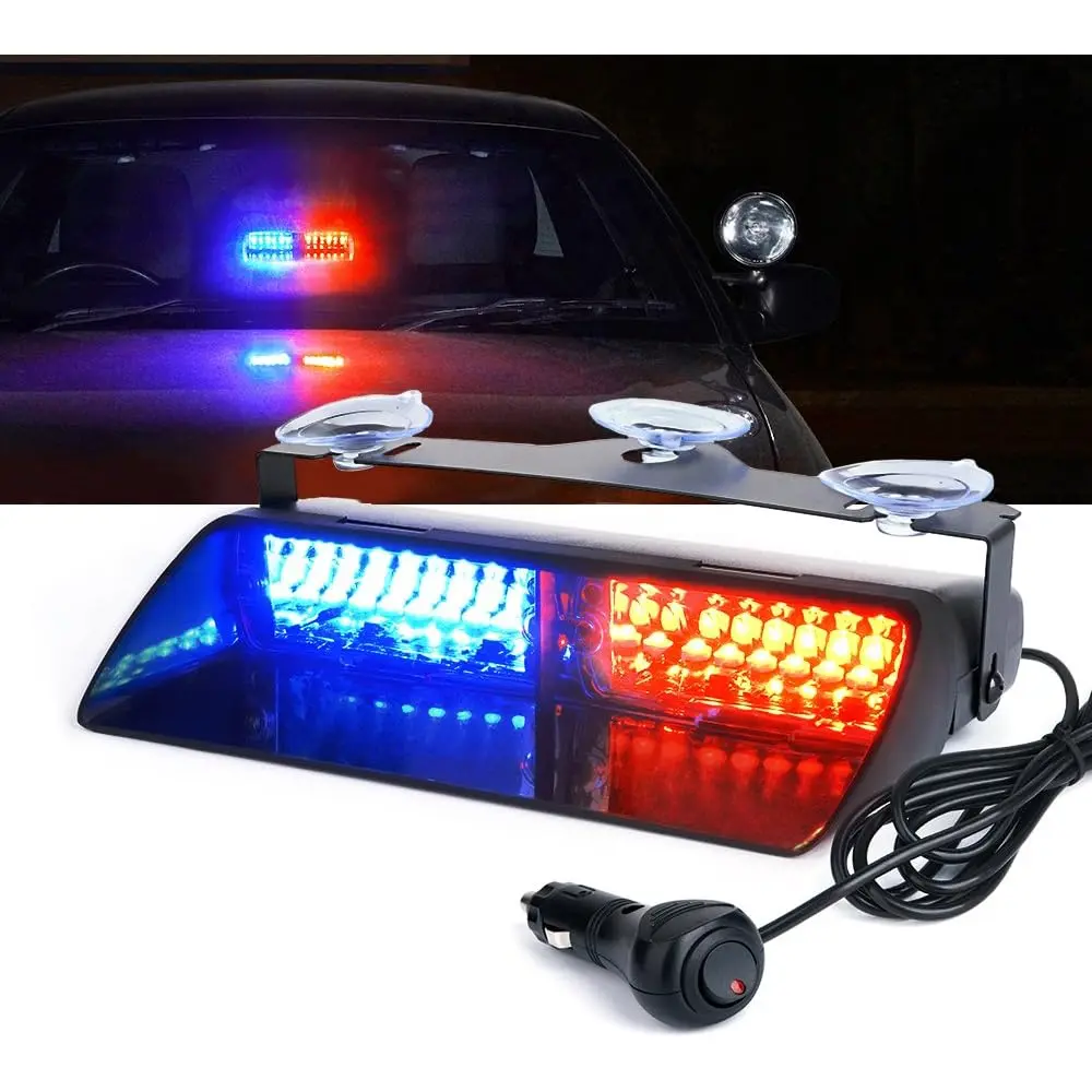 Multi Color Emergency Strobe Dash Lights, Interior Windshield Safety Warning Traffic Lights w/Suction Cups, Visor Light Bar for Construction Towing Snow Plow Pickup Work Trucks