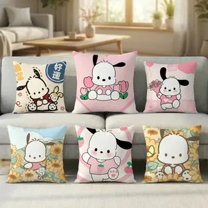 cartoon lively energetic Sanrio POCHACCO Pillow Case new style printing Pillowcase Anti-dustmite Invisible zipper silky short plush Sofa cushion cover polyester microfiber queen king bed home
