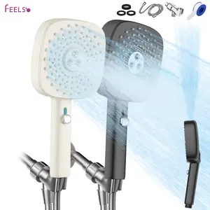 FEELSO High Pressure Shower Head Set,4 Modes Anti-Clog Nozzles Push Switch Power Wash for Cleaning Bathroom Tub & Pets