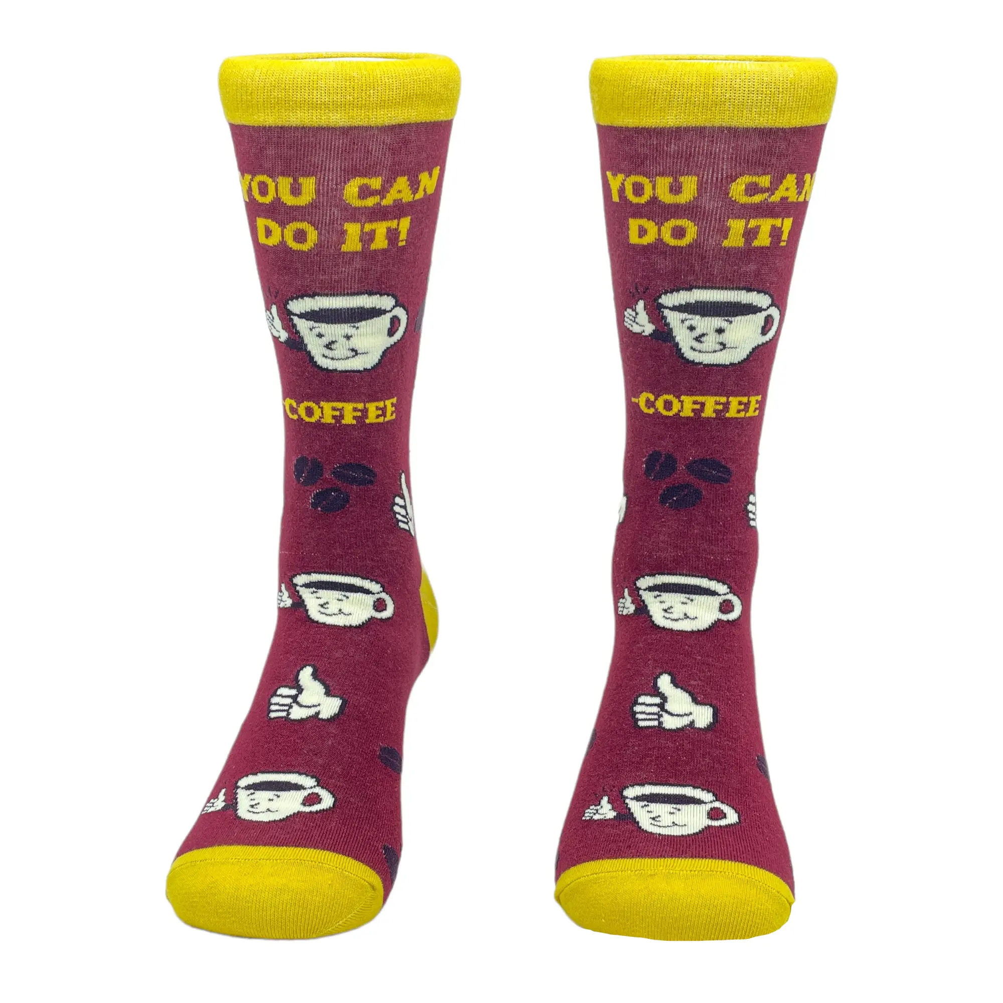 Women's You Can Do It Coffee Socks Funny Cafe Lover Cup Of Joe Graphic Novelty Footwear Funny Graphic Socks Comfortable Fitted Spandex Cotton