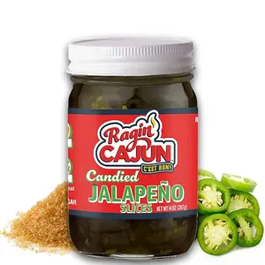 Ragin' Cajun Candied Jalapeño Slices - 14 fl oz Jar, All Natural - Sweet Spicy Louisiana Condiment for Nachos, Burgers & Sandwiches