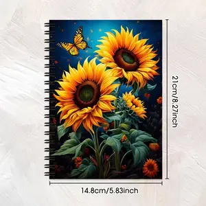 New Arrival Sunflower Notebook, 100 Pages Sketchbook, Spiral Coil Journal, Trendy Cross-Border Bestseller, Ideal for Drawing and Writing