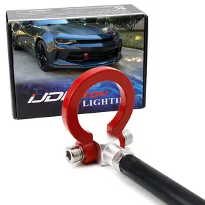 iJDMTOY Red Track Racing Style Front Tow Hook Ring For 2016-2020 Gen6 Chevrolet Camaro, Made of Lightweight Aluminum