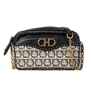 Pre-owned SALVATORE FERRAGAMO Canvas Crossbody Beige Gancini Bag E26031915