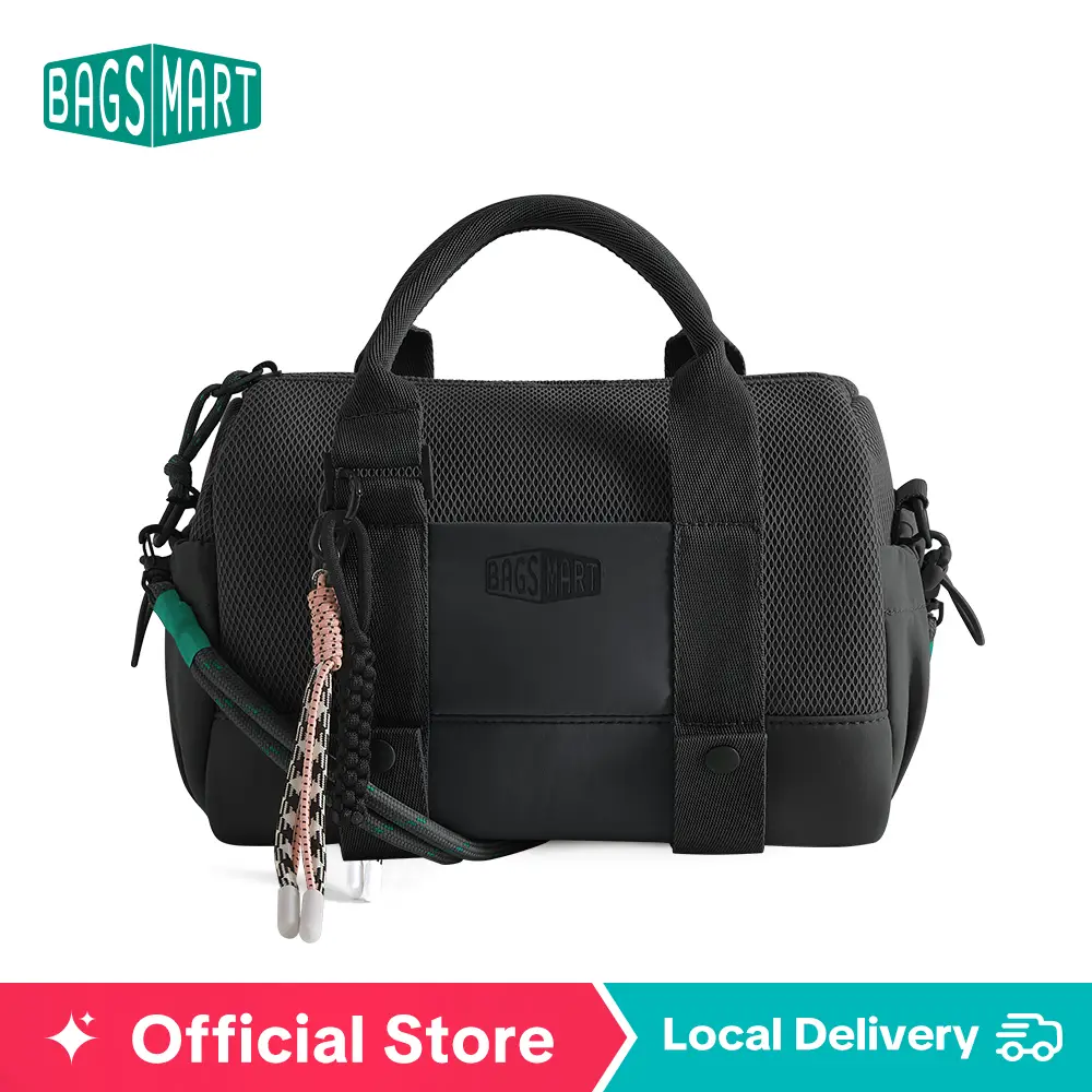 BAGSMART Reiki Mini Gym Compact Duffle Bag (9.84" x 5.9" x 6.69") 5.5L Capacity, Waterproof PVC Pocket, Adjustable Bottom Straps, Elastic side pockets