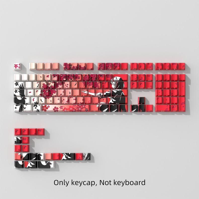 Cherry Blossom Pattern Keycap, PBT Five-sided Sublimation Keycap, Durable Keyboard Keycap for 6.25U Space 61/68/75/8487/98/100/104/108