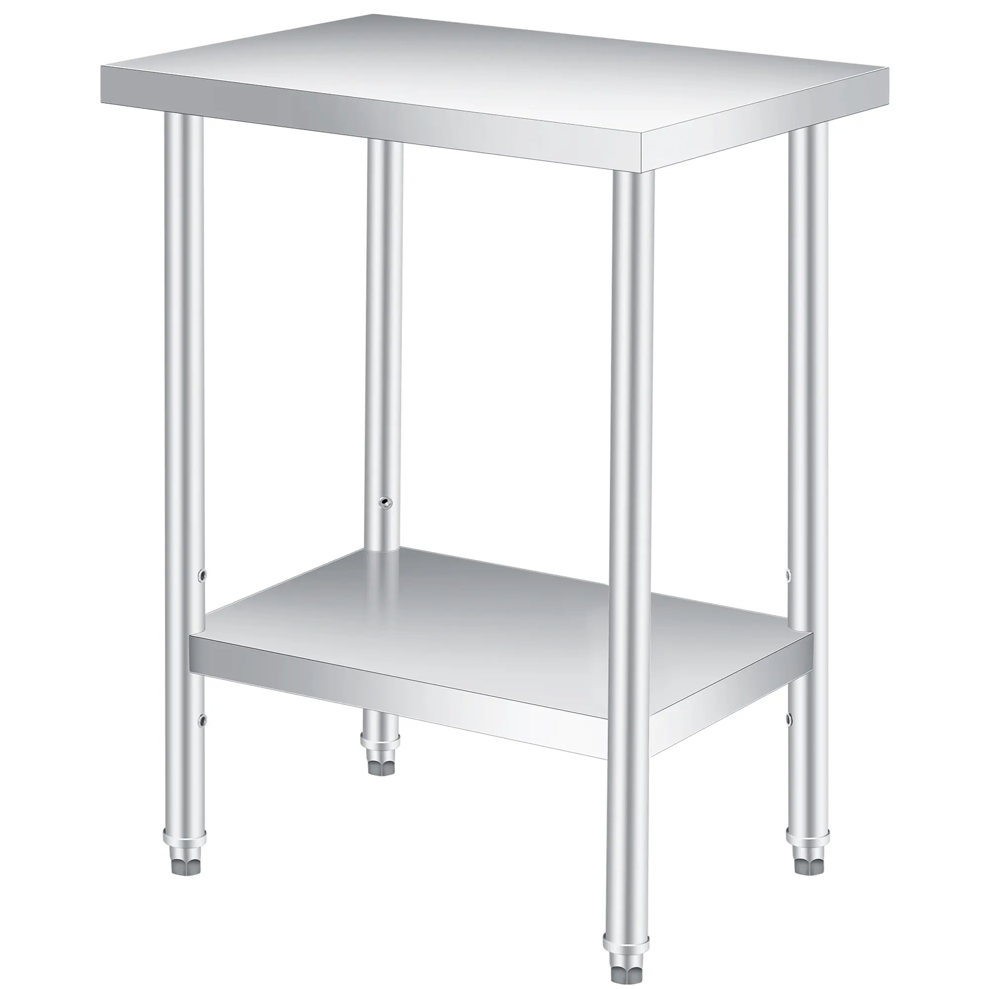 Garvee 2 Tier Stainless Steel Table 14x24 Inch Small Commercial Kitchen Prep Table with Adjustable Storage Shelf, Glooves & Dishcloth, Heavy Duty & Rust Resistant, for Home Restaurant