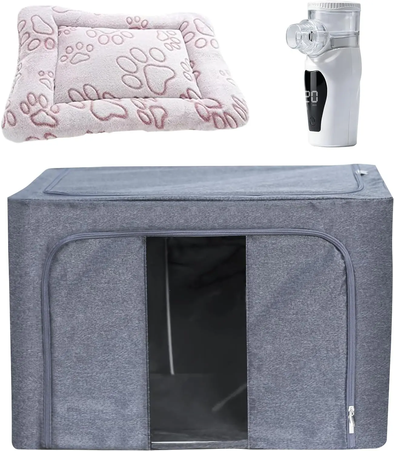 Pet Oxygen Chamber, Small Pet Incubator, Animal Humidifier Box, Pets Delivery with Padded Cotton, Cat's Nest, Pets Humidifier Accessories for Dogs, Cats, Puppies, Kittens(100L)