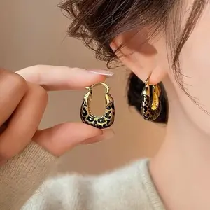 Anti-Allergic Retro Leopard Print Earrings, Comfortable to Wear, Exquisite And Versatile, Easy And Elegant, Fashionable Draped Women'S Earrings And Jewelry Additions for Daily Wear Or Parties, Are Gifts for Women