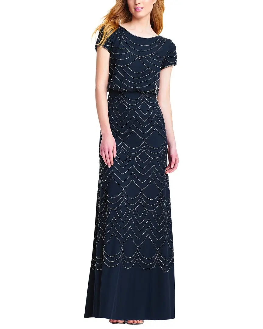 Adrianna Papell Beaded Blouson Petite Gown