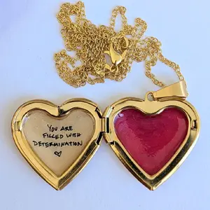 "You Are Filled With" 14k gold plated Undertale Heart Locket Necklace