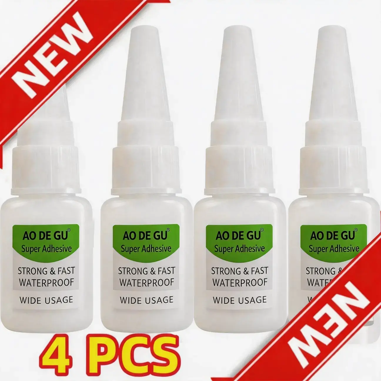 4PCS Magic Super Glue with Precision Nozzle, Instant Strong Waterproof Adhesive for Ceramic, Plastic, Metal, Wood, Glass, Leather, Acrylic & Shoe Sole, Low Odor Quick Dry Repair Glue for Broken Mugs, Eyeglasses, Footwear & DIY Crafts,