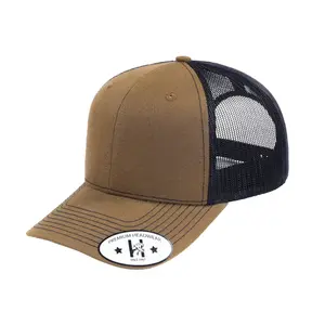 Blank - 6 Panel Trucker Hat - Brown/Black