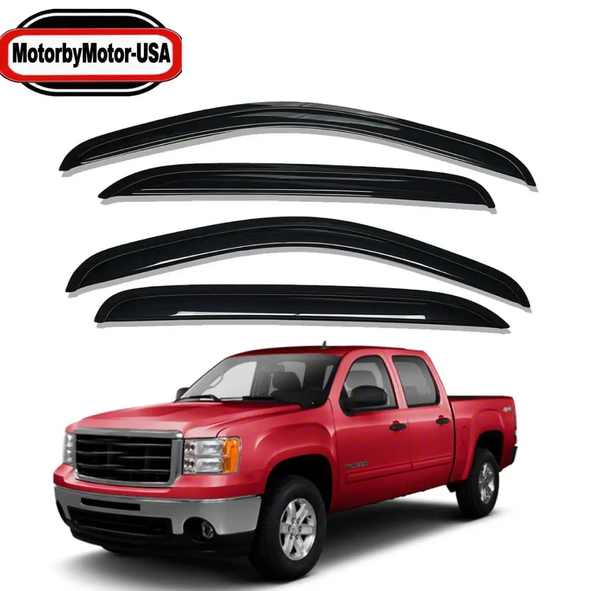 For 2007-2013 Chevy Silverado 1500 Crew Cab Window Visors Vent 4PCS Dodge Grand Caravan Windshield Trim Kit screw anti glare visor rain guard universal car door edge guard
