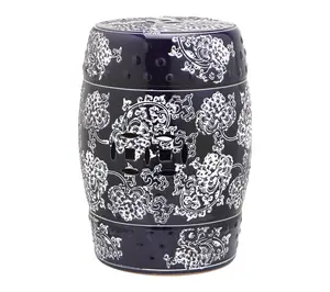 Midnight Flower Garden Stool by Valerie