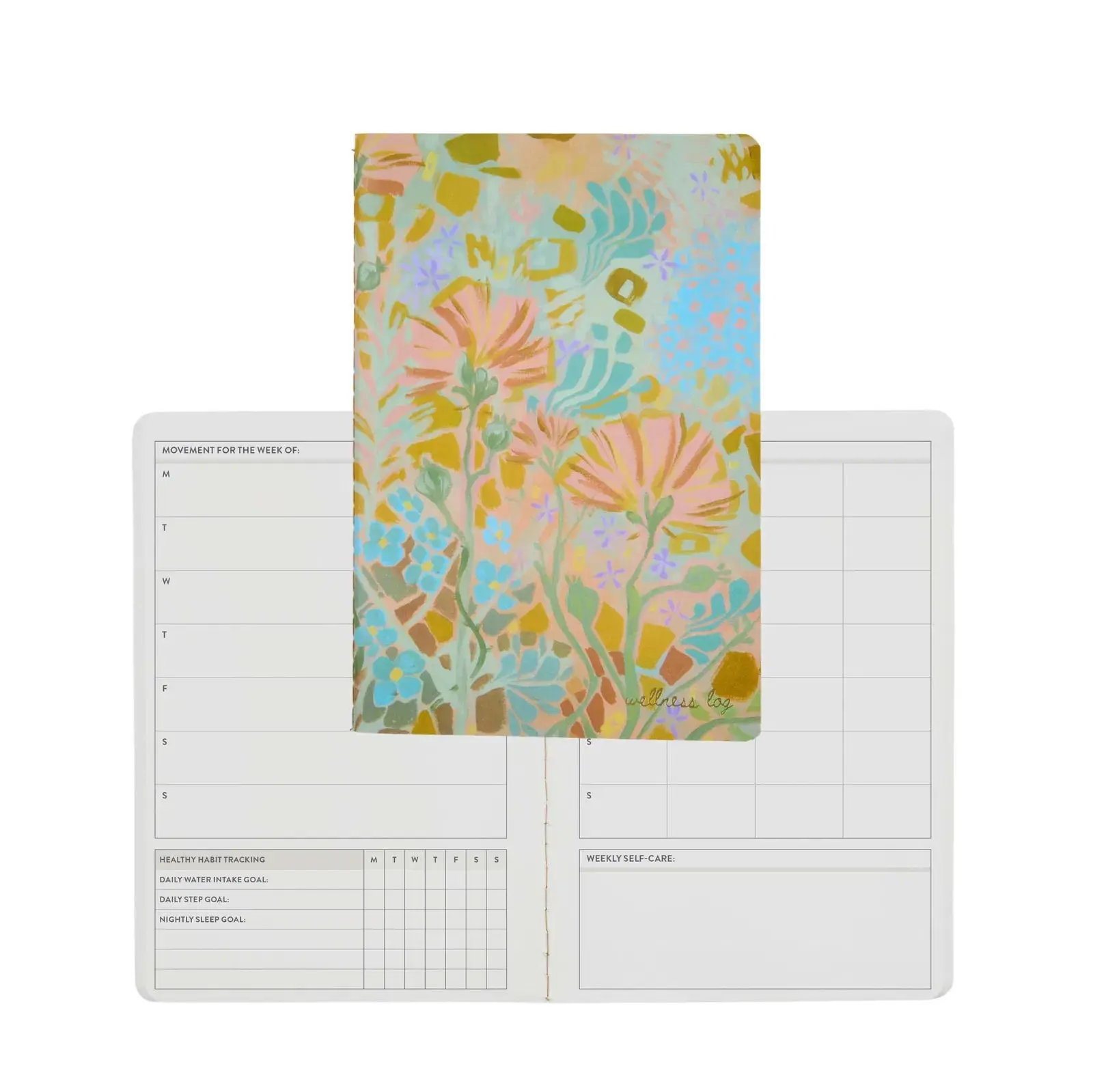 Petite Printed Paper Personal Organiser - Bold Florals Wellness Log Planner with Sticker Sheets, 6-Month Tracking, Weekly Tracking, Goal Setting