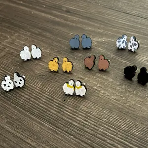 Silkie Chicken Stud Earrings for Women - Fashion Accessory