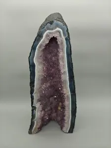 Large Amethyst Cathedral Cave – 25.15 lbs Brazilian Amethyst with UV Reactive Calcite | Statement Crystal Display