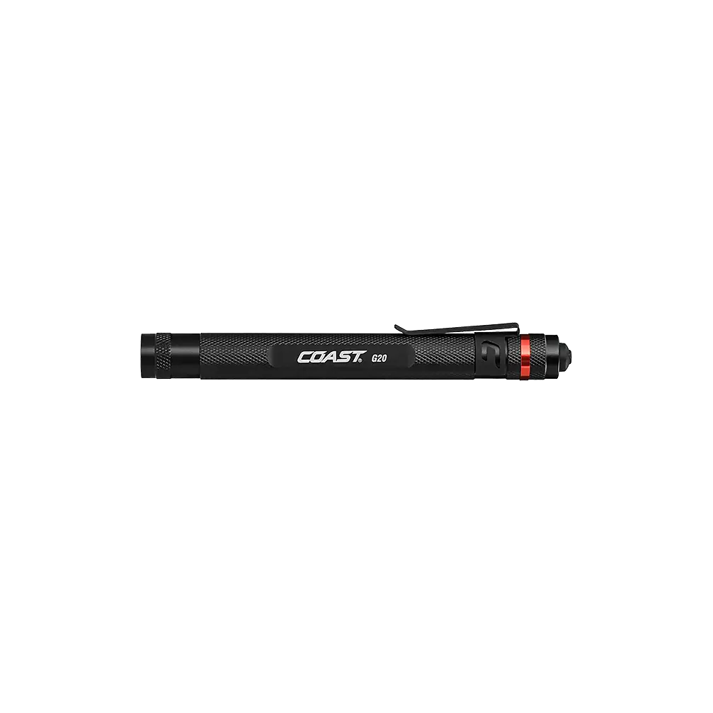 COAST G20 Inspection Beam LED Penlight with Adjustable Pocket Clip and Consistent Edge-To-Edge Brightness, Black COAST G20 Inspection Beam LED Penlight with Adjustable Pocket Clip and Consistent Edge-To-Edge Brightness, Black